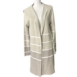 NWT Apt. 9 Women's Open Front Beige Cream White Striped Cardigan Sweater Large